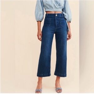 Pilcro High-Waist Wide Leg Cropped Jeans - Dark Blue from Anthropology